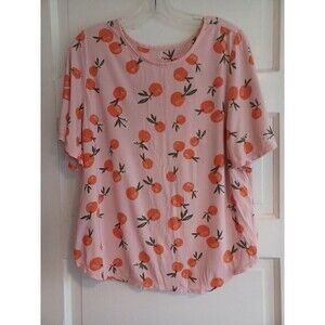 Kate Spade orange print knit pajama top womens M soft lounge tee preppy